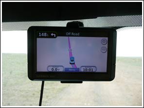 Onze Garmin leidt ons door de woestijn
